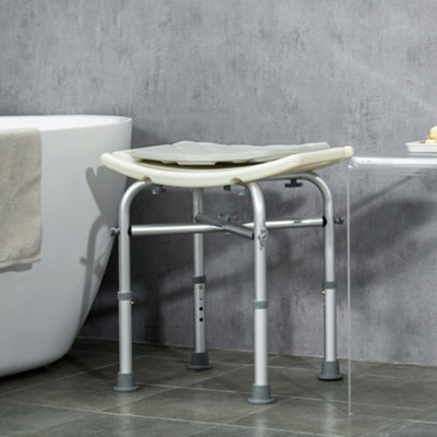 HOMCOM Aluminium Shower Stool Adjustable Bath Stool for Senior Disabled ...