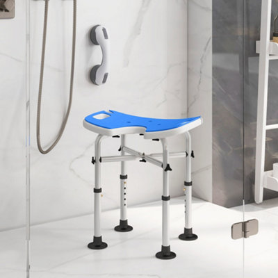 HOMCOM Aluminium Shower Stool for Elderly Disabled Non-Slip Bath Stool ...