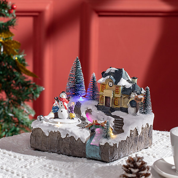 HOMCOM Animated Christmas Village Scene, Musical Holiday HOMCOM Animated Christmas Village Scene, Musical Holiday