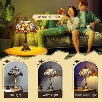 HOMCOM Antique Table Lamp, for Bedroom Bedside, Bulb not Included