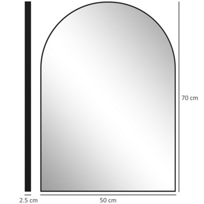 HOMCOM Arch Bathroom Mirror, Wall Mirror with Steel Frame, 50 x 70cm, Black
