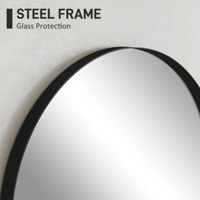 HOMCOM Arch Bathroom Mirror, Wall Mirror with Steel Frame, 50 x 70cm, Black