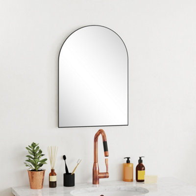 HOMCOM Arch Bathroom Mirror, Wall Mirror with Steel Frame, 50 x 70cm, Black