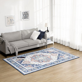 HOMCOM Area Rugs for Bedroom, Vintage Floral Large Carpet, 160x230cm, Blue