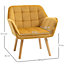 HOMCOM Armchair Accent Chair Wide Arms Slanted Back Padding Iron Frame Wooden Legs Home Bedroom Furniture Seating Yellow