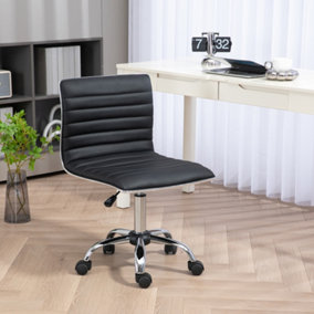 HOMCOM Armless Mid-Back Adjustable Office Chair with 360 Swivel Black
