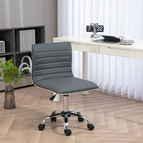 HOMCOM Armless Mid-Back Adjustable Office Chair with 360 Swivel Dark Grey