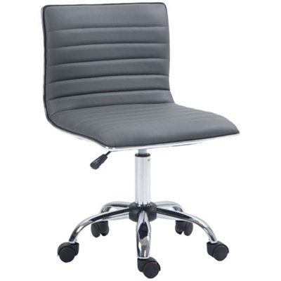 HOMCOM Armless Mid-Back Adjustable Office Chair with 360 Swivel Dark Grey