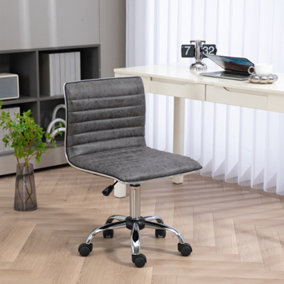HOMCOM Armless Mid-Back Adjustable Office Chair with 360 Swivel Grey