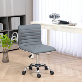 HOMCOM Armless Mid-Back Adjustable Office Chair with 360 Swivel Light Grey