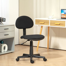 HOMCOM Armless Office Chair with Adjustable Height 360 Degree Swivel Wheels Black