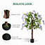 HOMCOM Artificial Realistic Wisteria Flower Tree Faux Plant for Indoor Décor