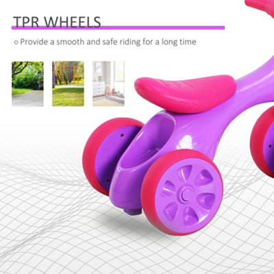 Bicicletta Senza Pedali HOMCOM Per Bambini - 4 Ruote Con Vano Portagiocattoli - Blu/Rosso/Giallo