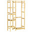 HOMCOM Bamboo Garment Rack, Clothes Racks with Storage Shelf, Hanging Rail and Side Hooks Natural
