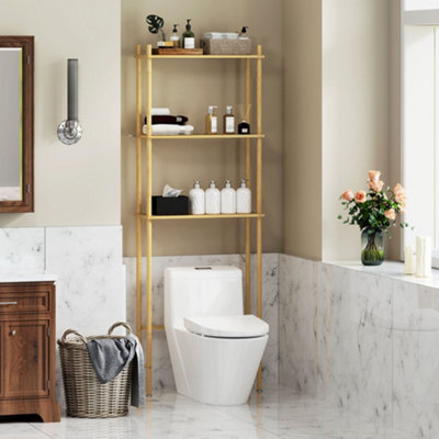 HOMCOM Bamboo Over Toilet Storage Unit with 3 Slatted Shelves, Natural