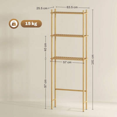 thumbnail image 2 of Bamworld Over The Toilet Storage Rack, 3 Tier Bathroom Organizer Shelf Over Toilet Freestanding Space Saver Toilet Stands Floating Shelves Wall Shelf Rustic Bamboo Shelves For Storage Black 2 of 10