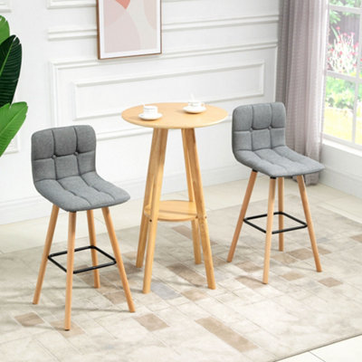 HOMCOM Bar stool Set of 2 Armless Button Tufted Counter Height Bar Chairs Grey