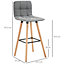 HOMCOM Bar stool Set of 2 Armless Button-Tufted Counter Height Bar Chairs Grey