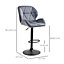 HOMCOM Bar Stool Set of 2 Fabric Adjustable Height Counter Chairs Dark Grey