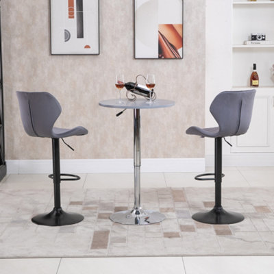 HOMCOM Bar Stool Set of 2 Fabric Adjustable Height Swivel Counter Chairs