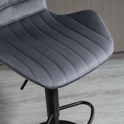 HOMCOM Bar Stool Set of 2 Fabric Adjustable Height Swivel Counter Chairs