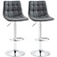 HOMCOM Bar Stools Set of 2 Adjustable Counter Barstools W/ Footrest Grey