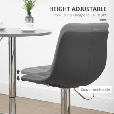 HOMCOM Bar Stools Set of 2 Adjustable Counter Barstools W/ Footrest Grey