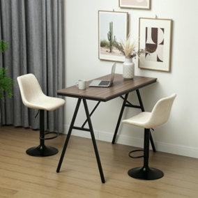 HOMCOM Bar Stools Set of 2 Adjustable Swivel Bar Chairs with Backrest Beige