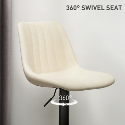 HOMCOM Bar Stools Set of 2 Adjustable Swivel Bar Chairs with Backrest Beige