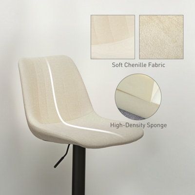 HOMCOM Bar Stools Set of 2 Adjustable Swivel Bar Chairs with Backrest Beige