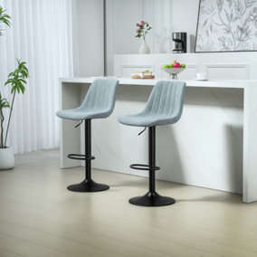 HOMCOM Bar Stools Set of 2 Adjustable Swivel Bar Chairs with Backrest Blue