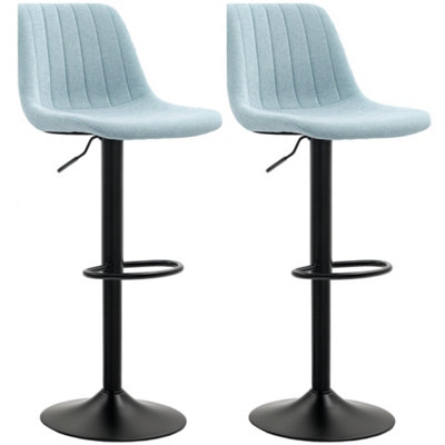 HOMCOM Bar Stools Set of 2 Adjustable Swivel Bar Chairs with Backrest Blue