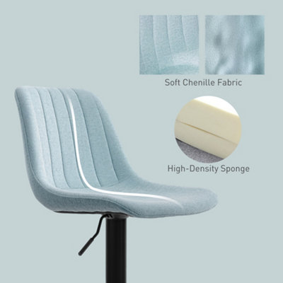 HOMCOM Bar Stools Set of 2 Adjustable Swivel Bar Chairs with Backrest Blue