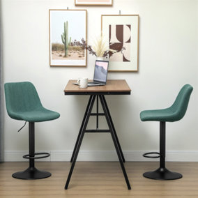HOMCOM Bar Stools Set of 2 Adjustable Swivel Bar Chairs with Backrest Green