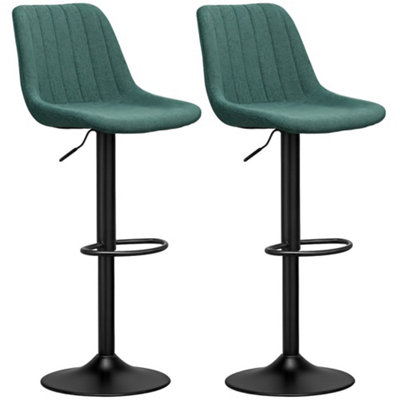 HOMCOM Bar Stools Set of 2 Adjustable Swivel Bar Chairs with Backrest Green