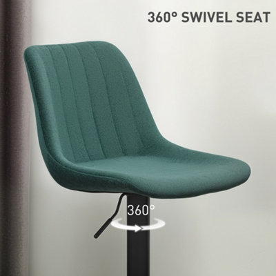 HOMCOM Bar Stools Set of 2 Adjustable Swivel Bar Chairs with Backrest Green
