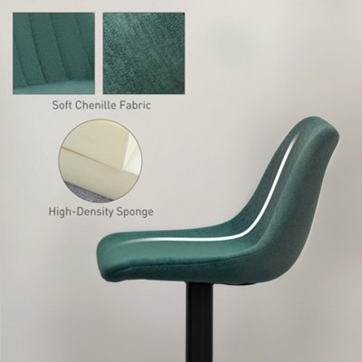 HOMCOM Bar Stools Set of 2 Adjustable Swivel Bar Chairs with Backrest Green