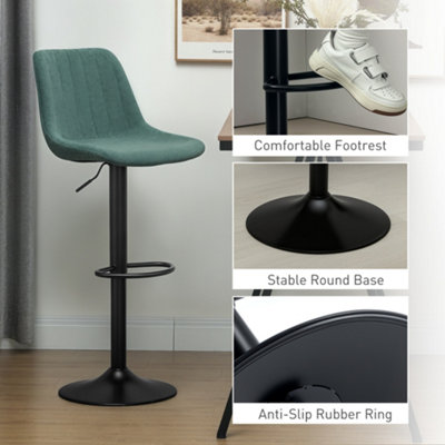 HOMCOM Bar Stools Set of 2 Adjustable Swivel Bar Chairs with Backrest Green