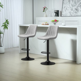 HOMCOM Bar Stools Set of 2 Adjustable Swivel Bar Chairs with Backrest Grey
