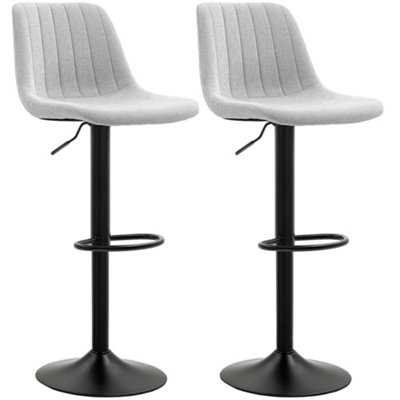 HOMCOM Bar Stools Set of 2 Adjustable Swivel Bar Chairs with Backrest Grey