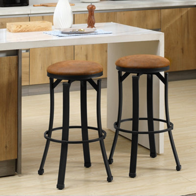 HOMCOM Bar Stools Set of 2 Microfiber Cloth Bar Chairs W Steel