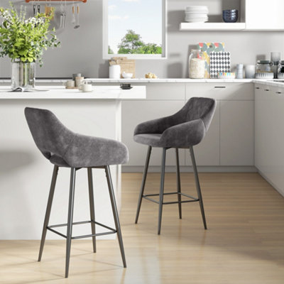 Furniture Set Of Grey Fabric Bar Stools Charlecote Set Of Light