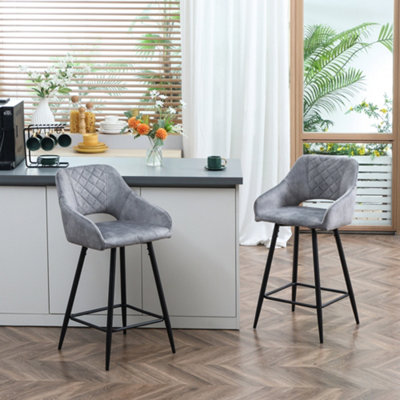 Grey fabric bar stools deals with studs