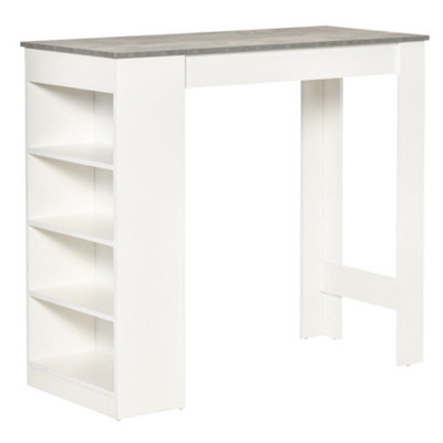HOMCOM Bar Table Coffee Table Kitchen Dining Table with 4-Tier Shelf Grey