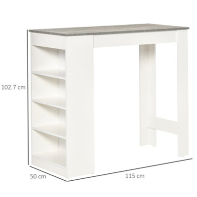 HOMCOM Bar Table Coffee Table Kitchen Dining Table with 4-Tier Shelf Grey
