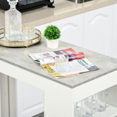 HOMCOM Bar Table Coffee Table Kitchen Dining Table with 4-Tier Shelf Grey