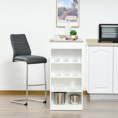 HOMCOM Bar Table Coffee Table Kitchen Dining Table with 4-Tier Shelf Grey