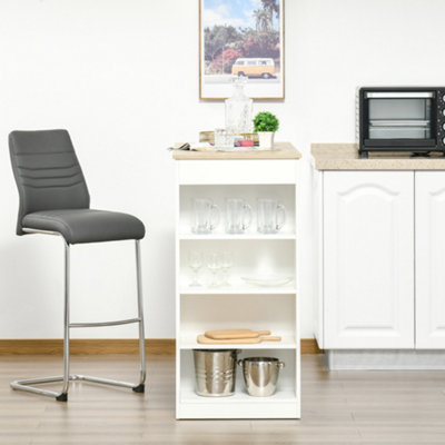 HOMCOM Bar Table Coffee Table Kitchen Dining Table with 4-Tier Shelf Natural