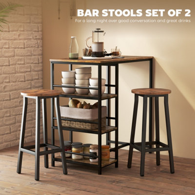 HOMCOM Barstools, Breakfast Bar Stools with Footrest, Rustic Brown