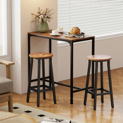 HOMCOM Barstools, Breakfast Bar Stools with Footrest, Rustic Brown
